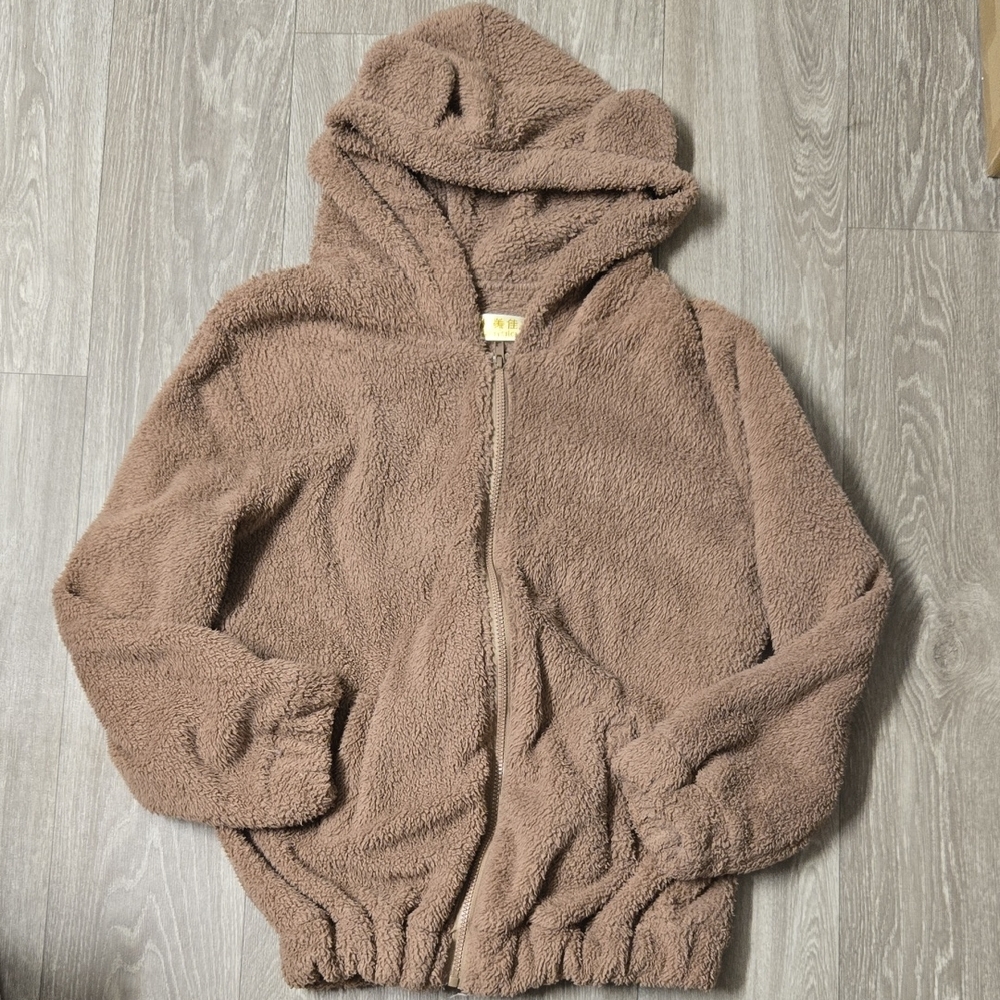 Women's Cozy Brown Bear Fleece Hoodie